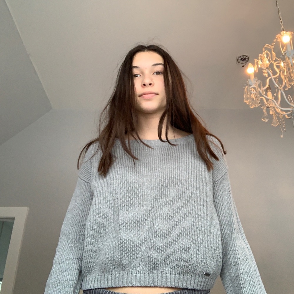 grey sweater from hollister